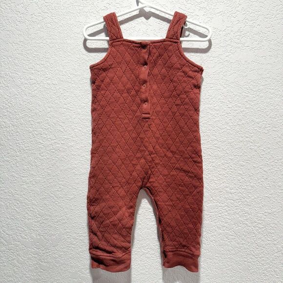Kate Quinn Quilted Brown Overalls Unisex 18-24 Months Organic Cotton Diaper Snap - Picture 4 of 6